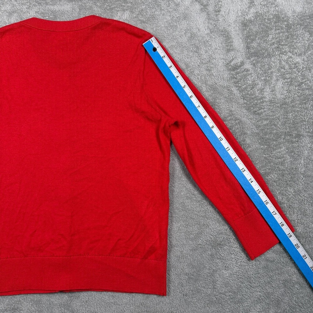 Kate Spade Red Embellished Cardigan Sweater Medium Silk Cashmere Cotton C258 - Picture 11 of 12